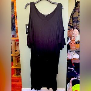 Cold-shouldered cinched waist coverup/dress with pockets